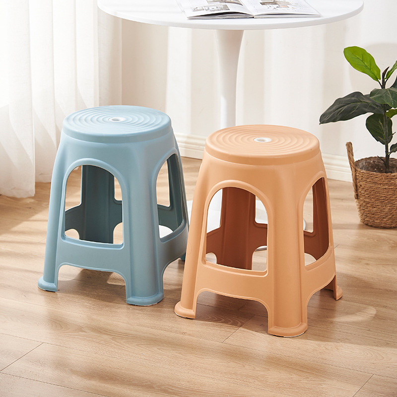 Plastic Stool Thickened Household Modern Simple Stackable Long-Sitting Comfortable Chair High round Stool Bench Dormitory