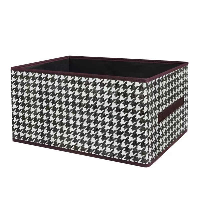 Houndstooth Storage Box Clothes Storage Fantastic Home Wardrobe Folding Storage Box Built-in Pp Plate Large Capacity Storage