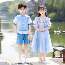 童装男女童夏装汉服六一儿童节演出服中国风表演服园服可爱连衣裙