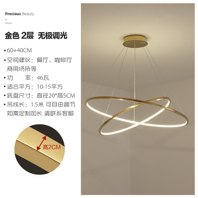 Stainless Steel Toroidal Lamp in the Living Room Villa Duplex Staircase Large Long Chandelier Loft Light-Emitting Empty Lamp