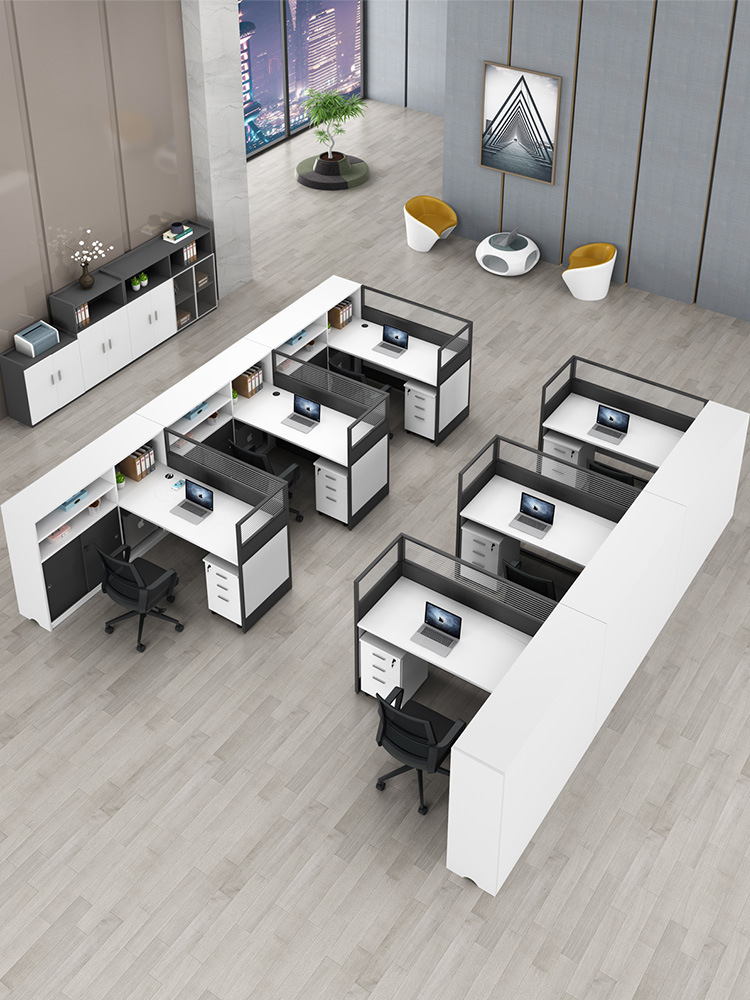 简约现代财务桌屏风卡座办公室24/6人位员工卡位职员办公桌椅组合