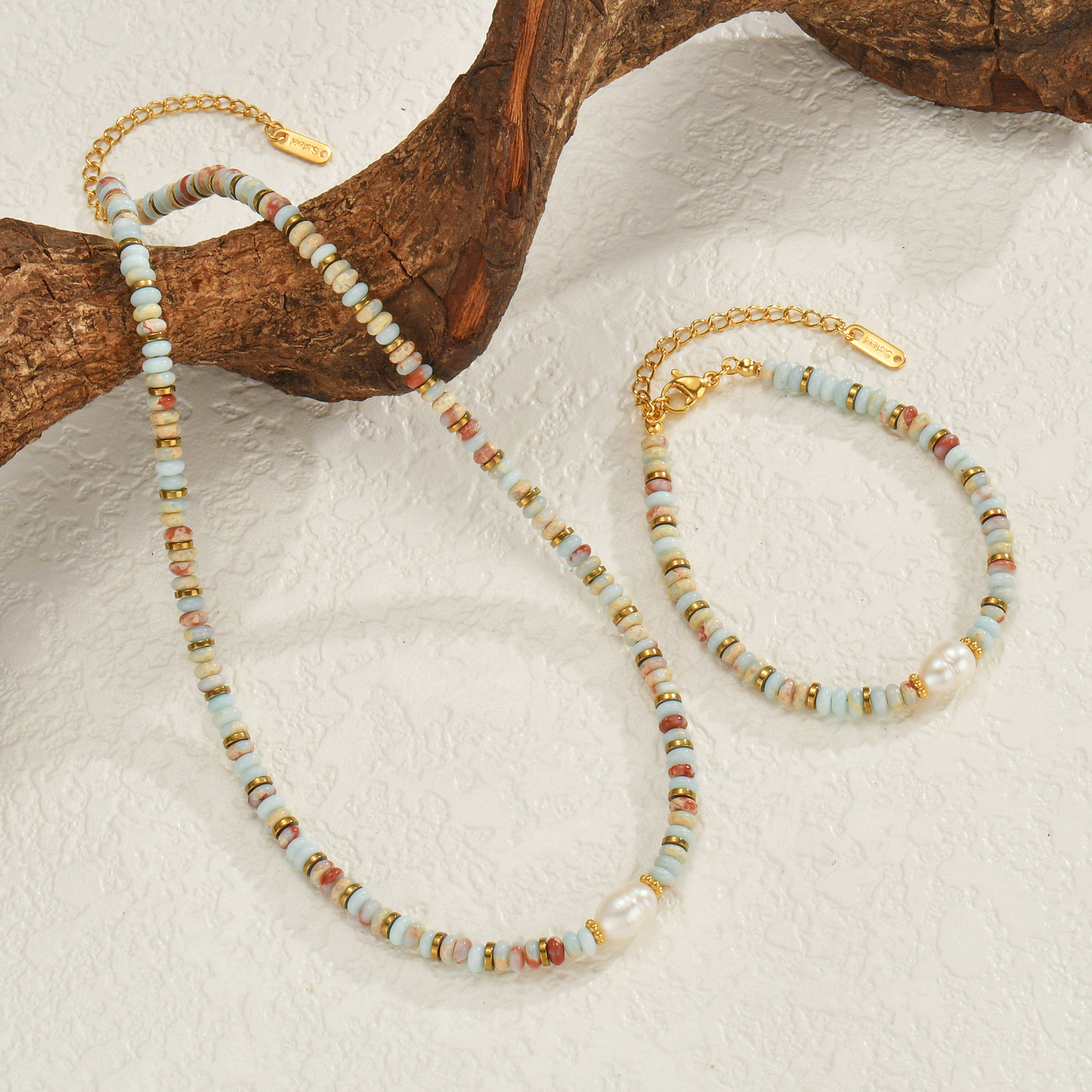 彩色串珠珍珠项链女轻奢小众2023新款爆款气质高级感锁骨链毛衣链