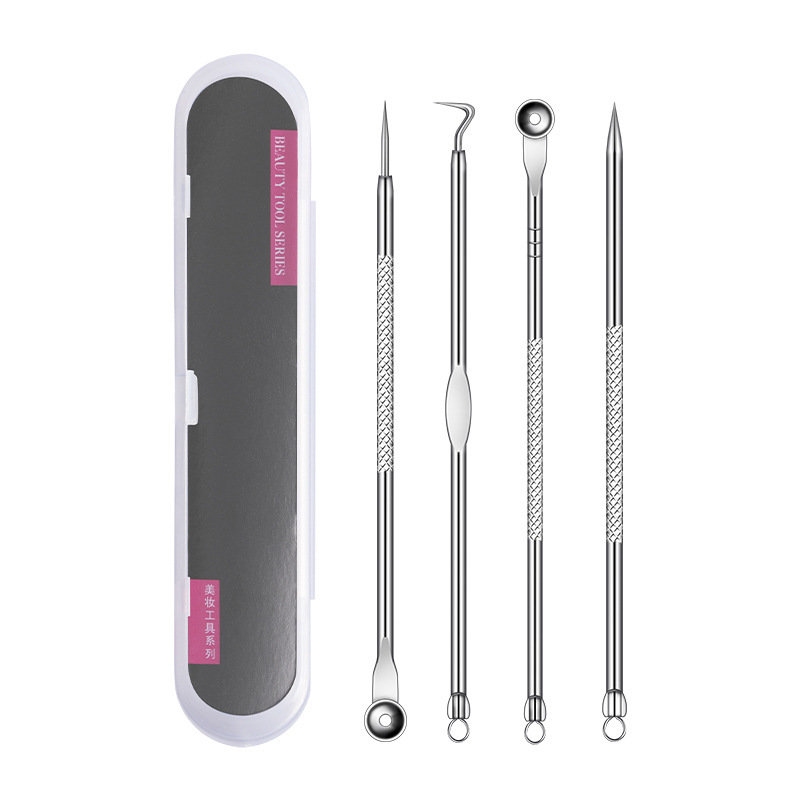 Pimple Pin 4-Piece Set Acne Needle Facial Beauty Makeup Double-Headed Pop Pimples Pick Blackhead Remover Beauty Tools Set