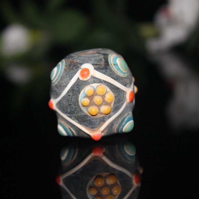 汉代老琉璃蜻蜓眼大号吊坠 老珠古珠子收藏 凸眼琉璃桶珠挂件批发