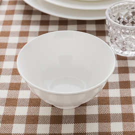 碗4.6英寸高脚碗简约陶瓷米饭碗小号纯白家用餐具汤碗