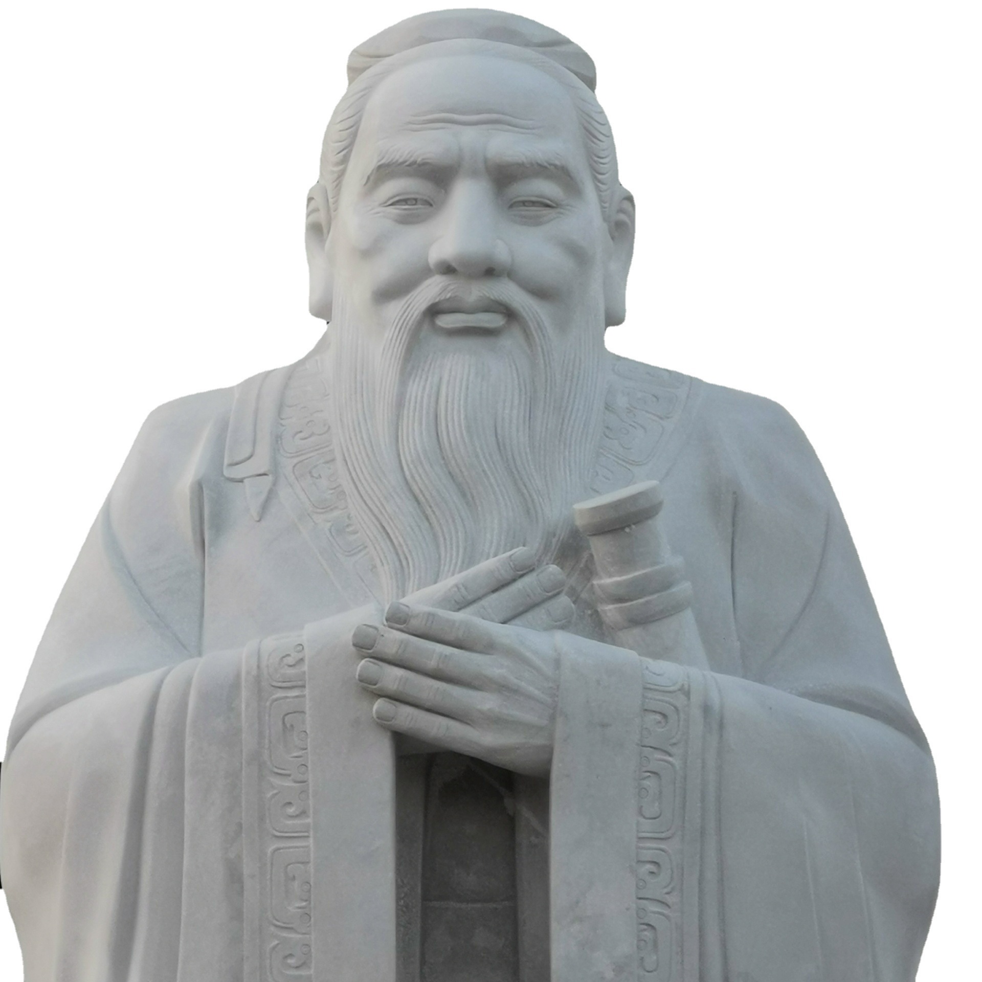 厂家供应校园雕塑汉白玉材质孔子像花岗岩材质底座尺寸可控