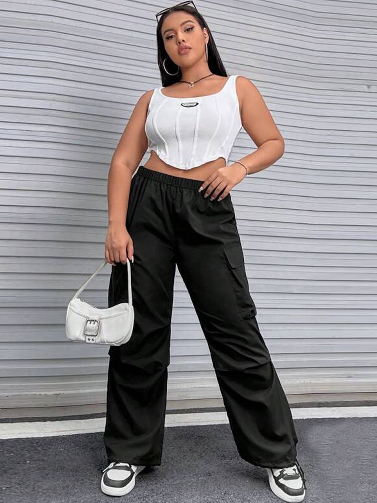 Cross-Border European and American plus Size Women's Clothes 2023 Autumn and Winter New Ins Fashion All-Match Elastic Waist Casual Trousers Overalls