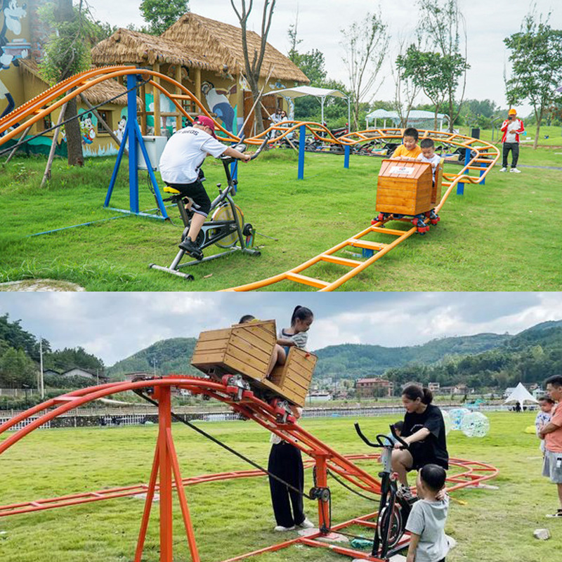 网红坑爹过山车无动力亲子互动游乐设备脚踏火车摇摇马坑妈摩天轮