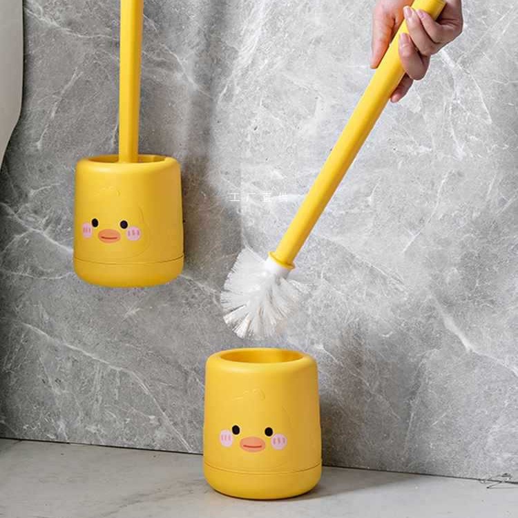 a7lj7y小黄鸭硅胶马桶刷卫生间置地创意洗厕所刷子无死角清洁