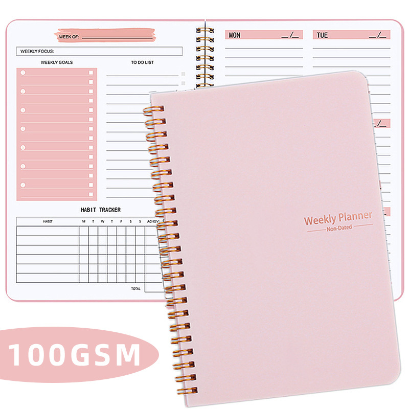 cross-border spot english schedule book week plan planner52 week coil notebook notebook notebook schedule book