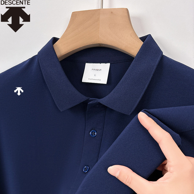 迪桑特男装夏棉质新款翻领透气短袖男t恤纯色休闲百搭男士polo衫