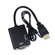 跨境热卖HDMI TO VGA凸头带音频 笔记本电脑HDMI转VGA母带音频