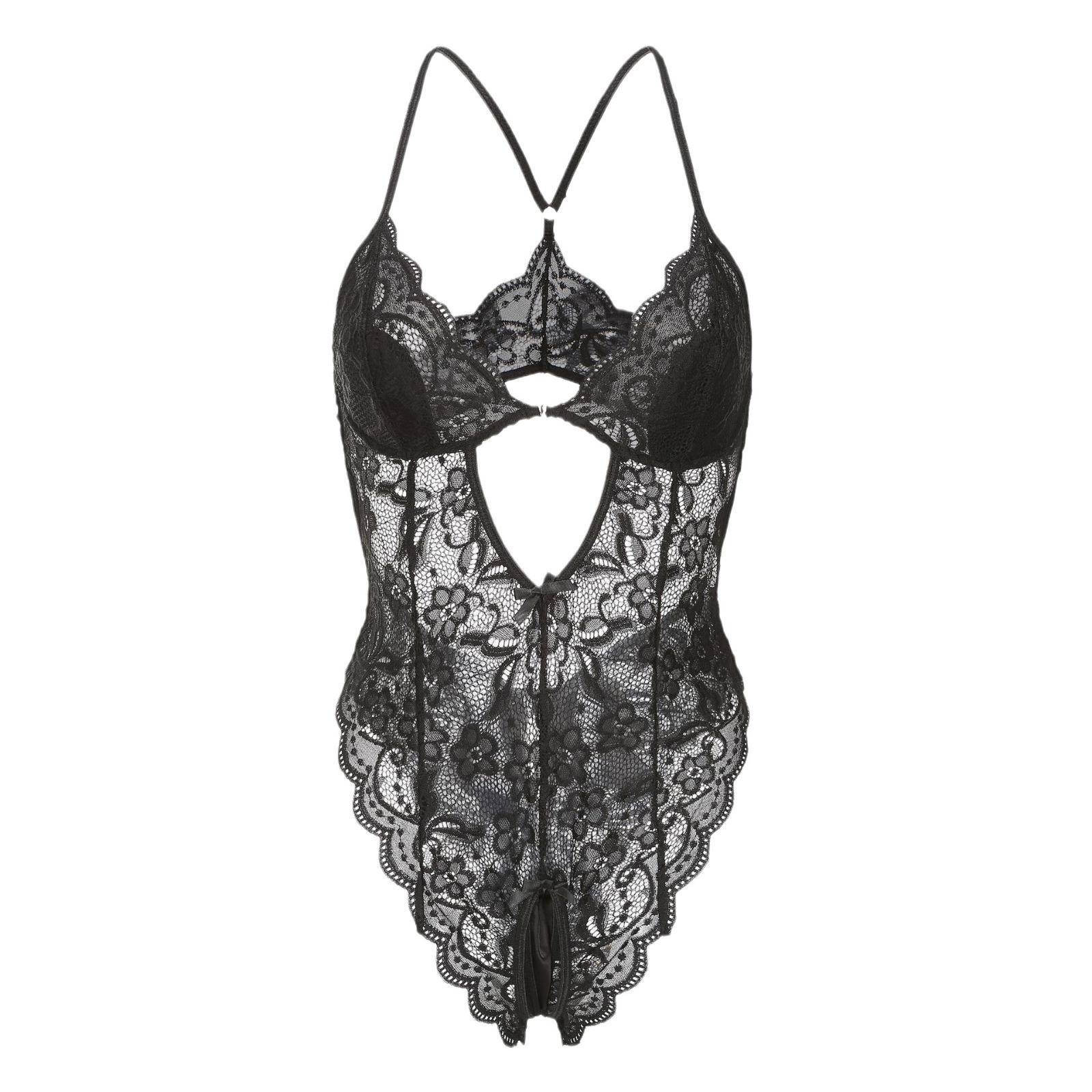 Sexy Lingerie Sexy Lace Hollow-out Open Crotch-Free Jumpsuit See-through Temptation Sling Pajamas 8002
