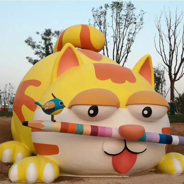 户外大型玻璃钢动物雕塑卡通猫形象公仔儿童乐园景观小品落地摆件