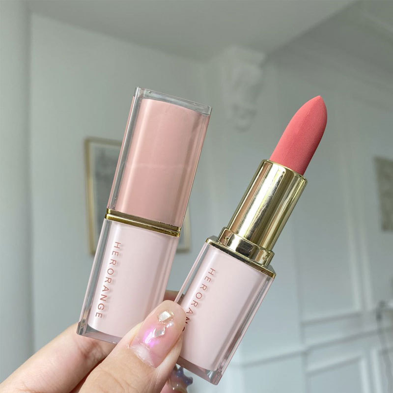 Herorange Crystal Square Tube Lipstick Matte Finish Student Female Plain Face White Not Easy to Fade Lipstick Gift Box