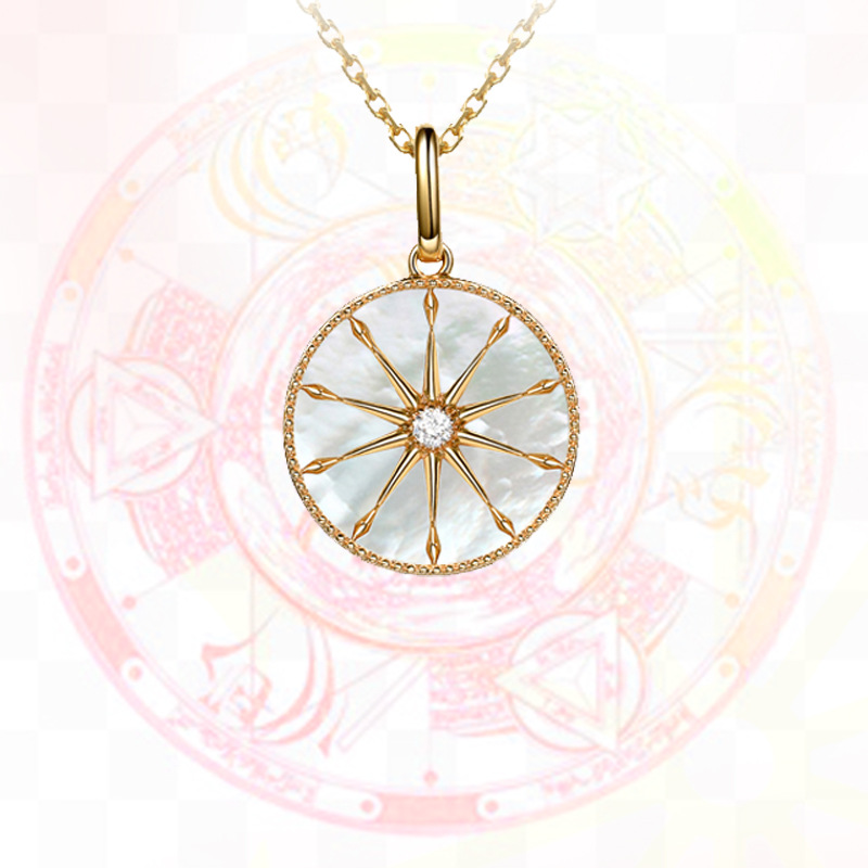 源头工厂s925纯银项链女时尚十芒星吊坠气质百搭白贝母锁骨链批发