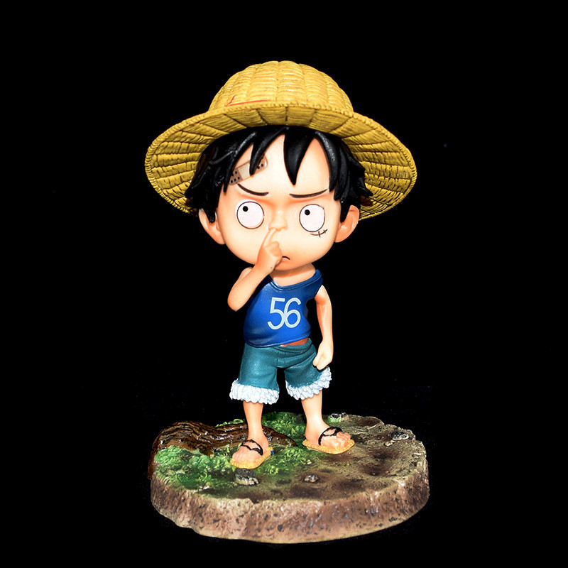海贼王手办犯二gk童年萌系抠鼻沙雕路飞q版摆件车载机箱礼品礼物