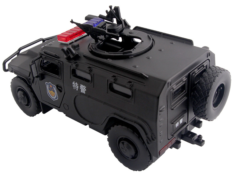 金属1/32防暴车虎式装甲车声光特警合金警车男孩汽车模型玩具批发