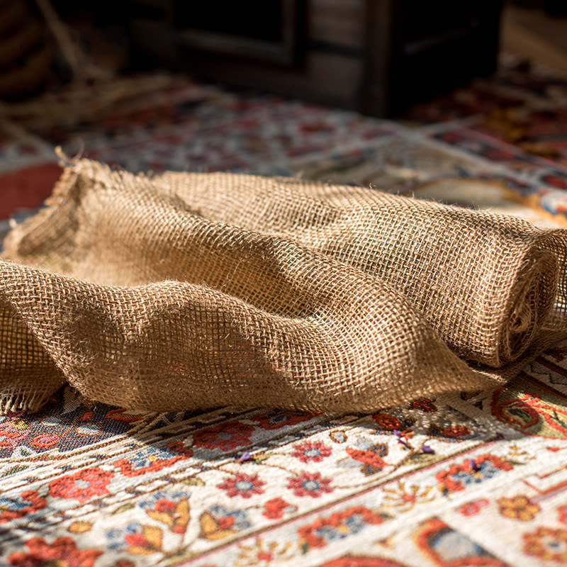 整卷粗麻片 装饰麻布 桌旗 拍照道具 麻袋天然黄麻60*200