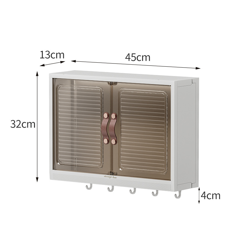Bathroom Wall-Mounted Storage Box Household Punch-Free Bathroom Cotton Puff Transparent Storage Cabinet Jewelry Rack