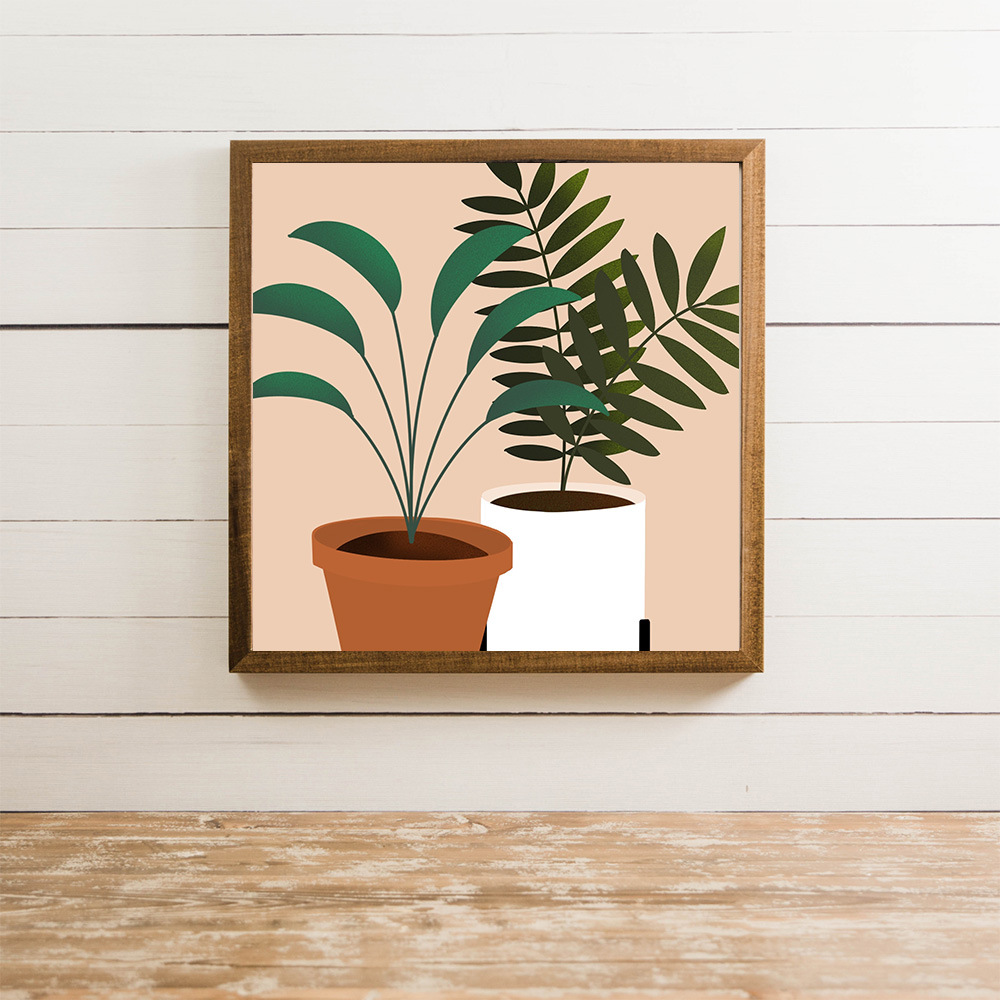 跨境直供手绘植物装饰画单联无框帆布画芯餐厅客厅挂画海报亚马逊