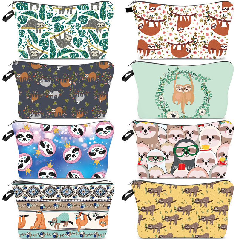 Cross-Border New Arrival European and American Sloth Printing Cosmetic Bag Amazon Clutch Women's Multifunctional Travel Storage Bag