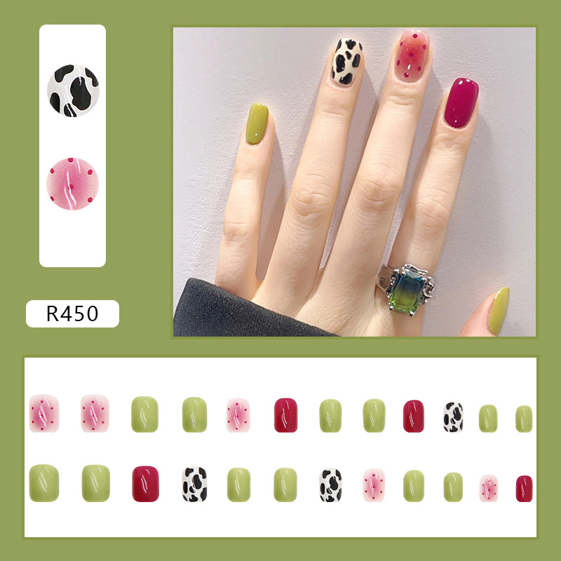 Summer New and Refreshing Nail Stickers Wearable Nail Sticker Finished Products Can Be Wholesale Light Luxury Waterproof Quality Is Good