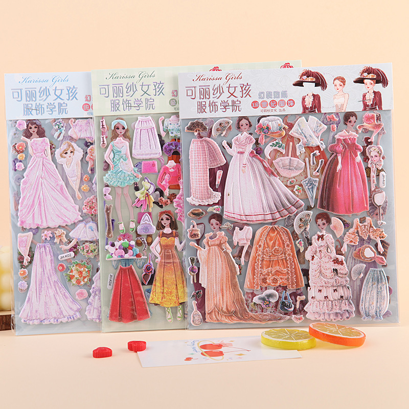 Princess Dress up Stickers Antique Girl Toy Hot Sale Hand Ledger Sticker Cartoon Cute Stickers Stall Wholesale