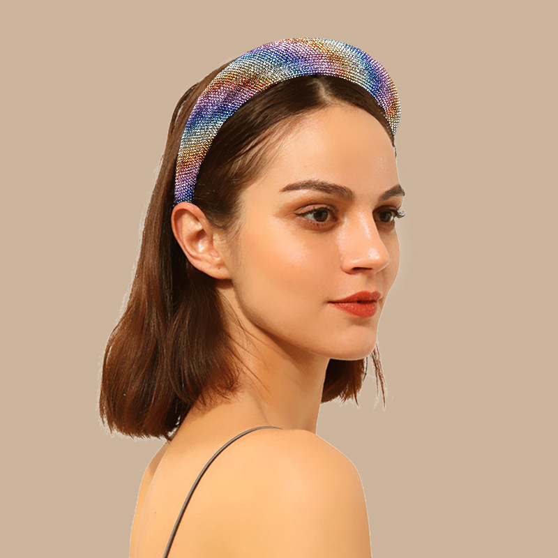 Cross-Border New Arrival Headband Female European and American Style Baroque Rhinestone Headband Hair Accessories Leopard Sponge Headband Headdress