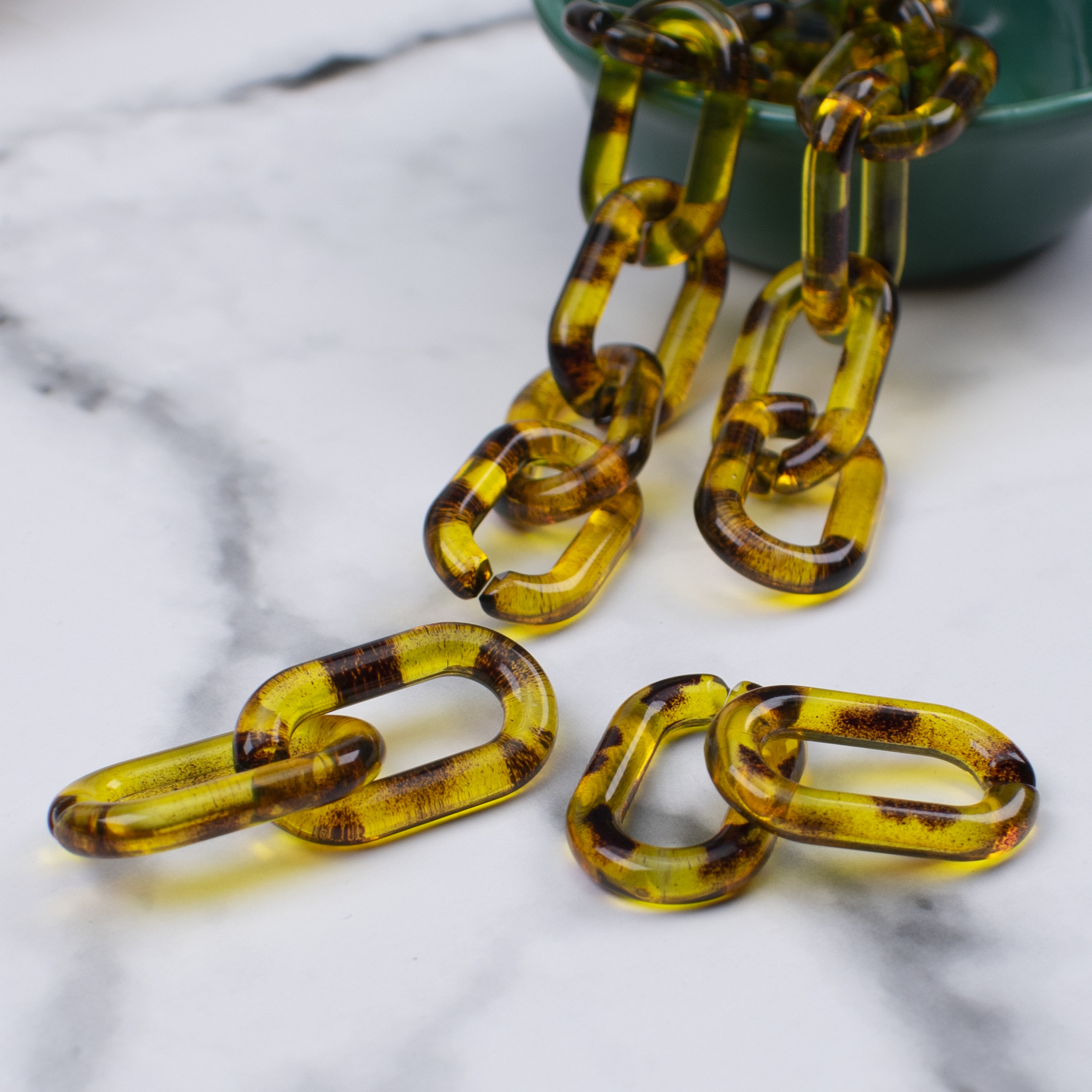 diy饰品手机壳配件亚克力塑料透明玳瑁豹纹色链条16*27插扣开口圈