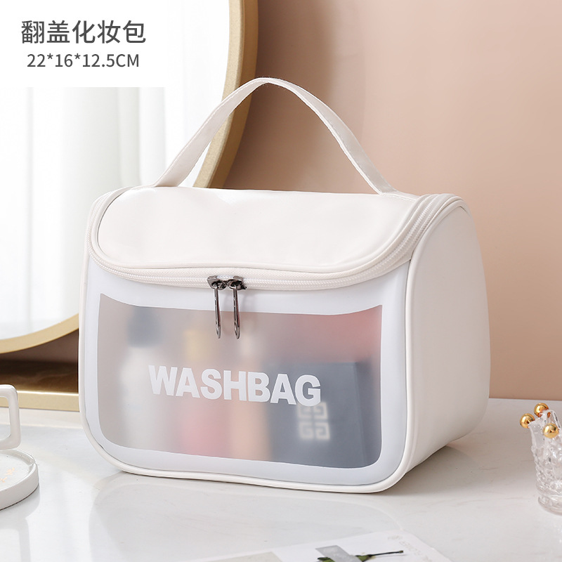 Transparent Cosmetic Bag Pvc Wash Bag Three-Piece Translucent Pu Frosted Bath Swimming Storage Bag Large Capacity Female