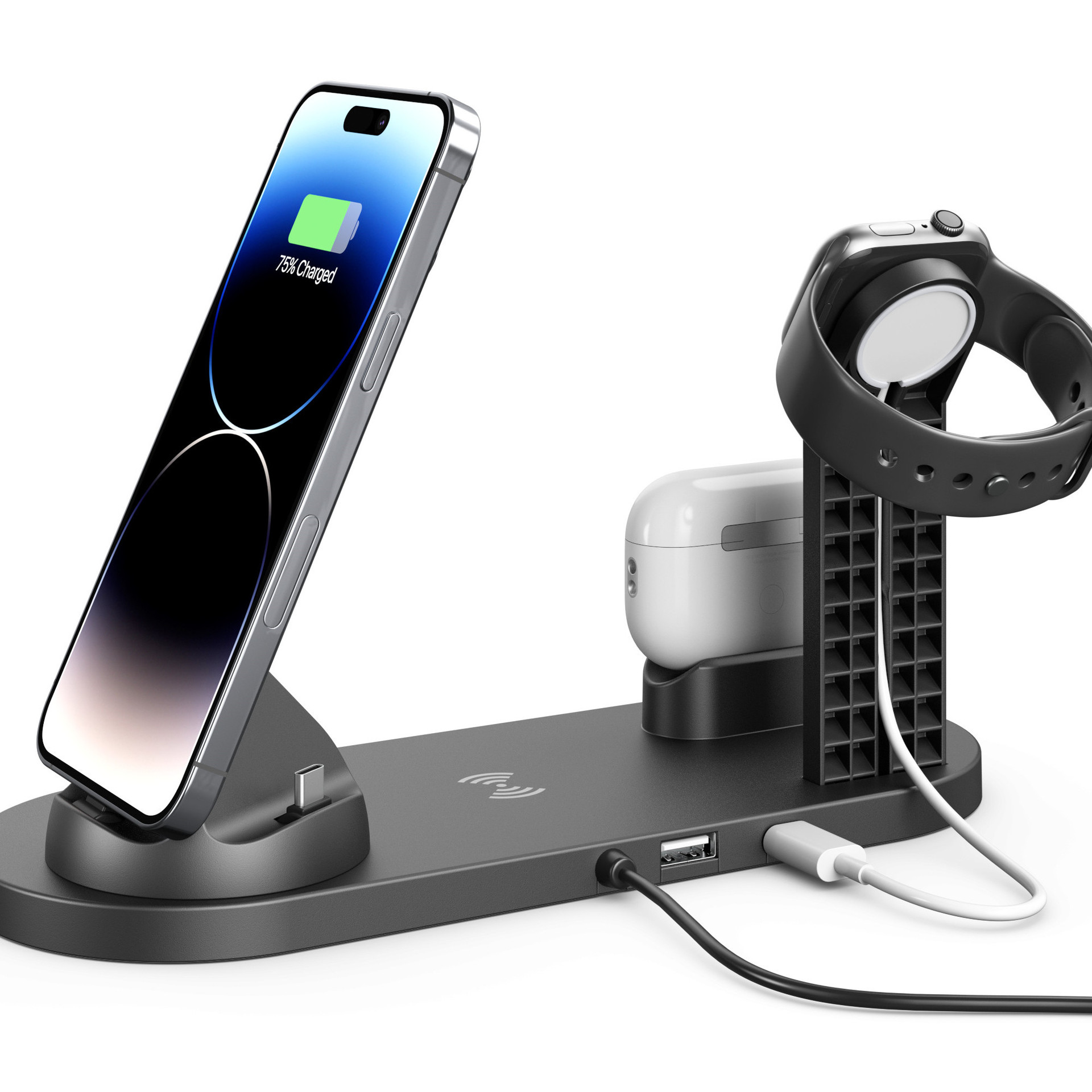 Multifunctional Four-in-One Mobile Phone Wireless Charger Base for iPhone AirPods IWatch Wireless Charger