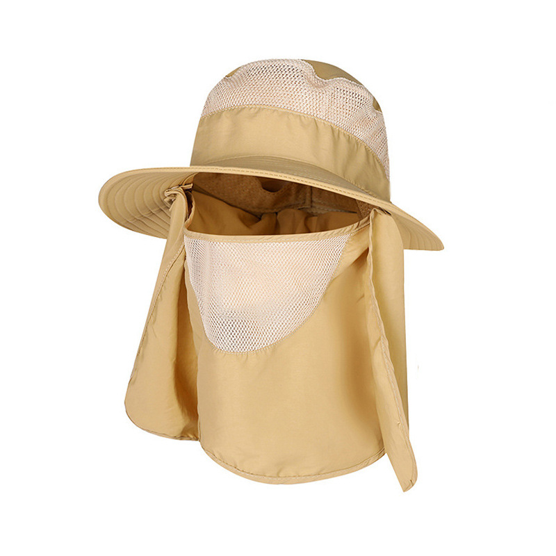 Women's Summer New Sunscreen Mask Sun Hat Men's Tea Picking Hat Big Brim Sun Hat Breathable Bucket Hat Tide