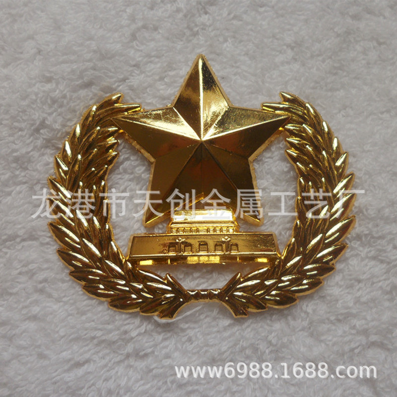 五角星麦穗帽徽 唛头织唛臂章印度金胸章红色旅游旗标高帽子帽徽