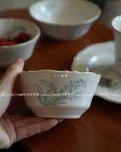 US4A复古法式铃兰陶瓷餐具马克杯米饭碗甜品盘家用菜盘意面沙拉盘