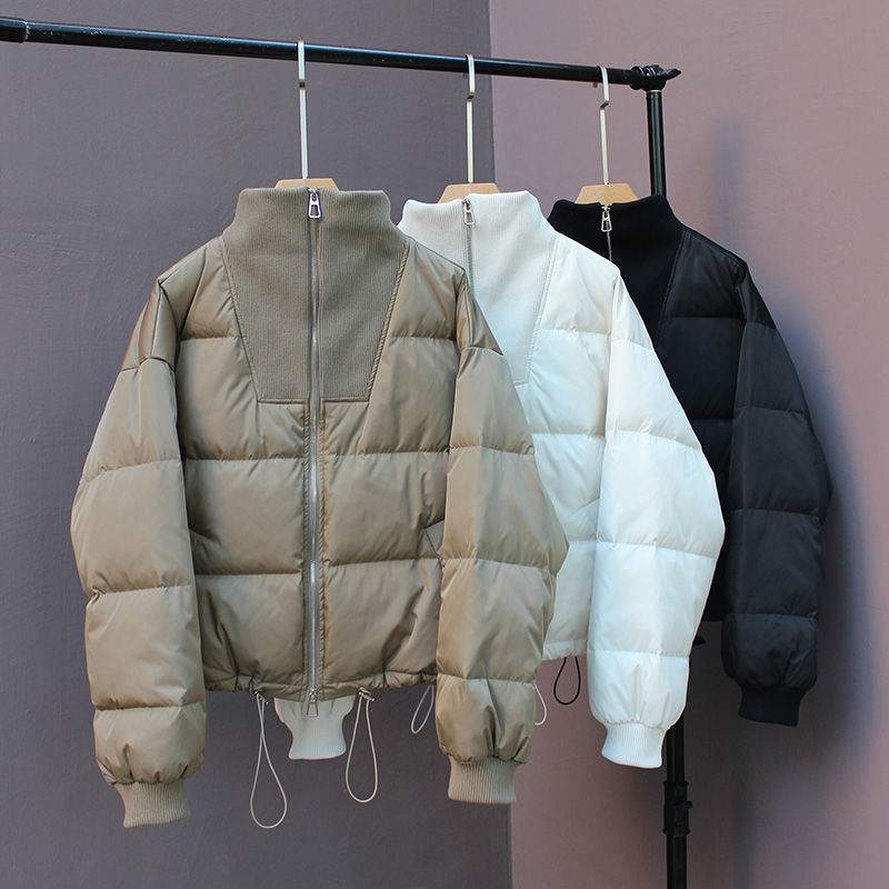 短款羽绒服女2021年新款宽松小款立领白鸭绒拼接面包服外套冬季潮