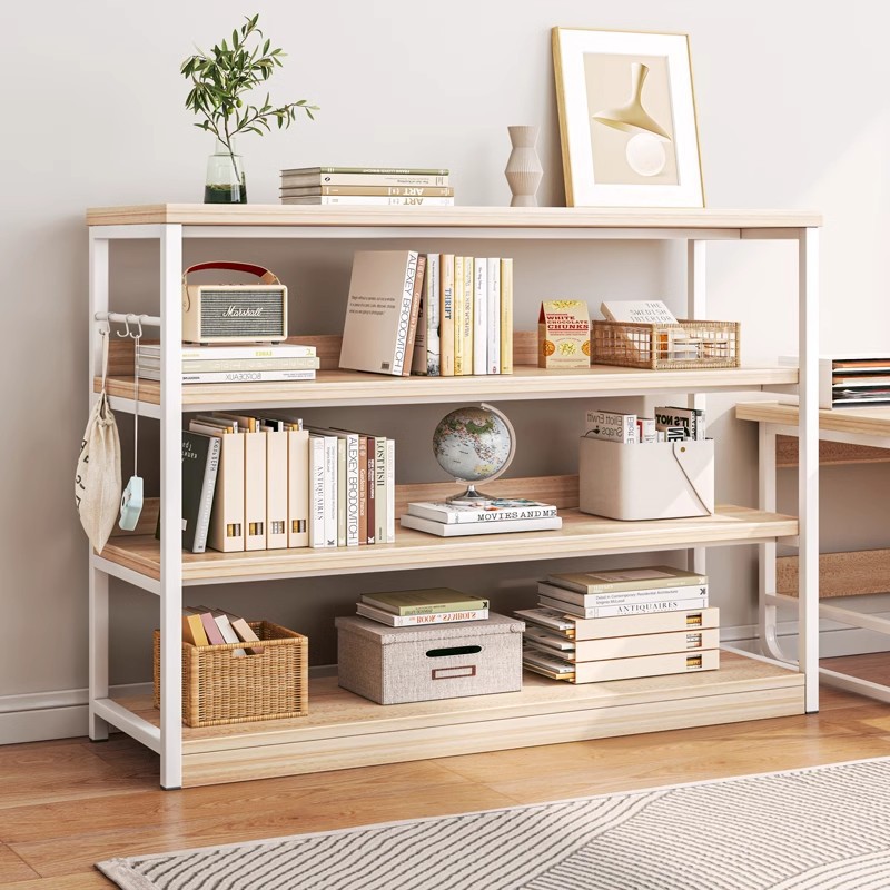 书房置物架落地家用铁艺书架多层收纳储物架钢木简易多层墙边书柜