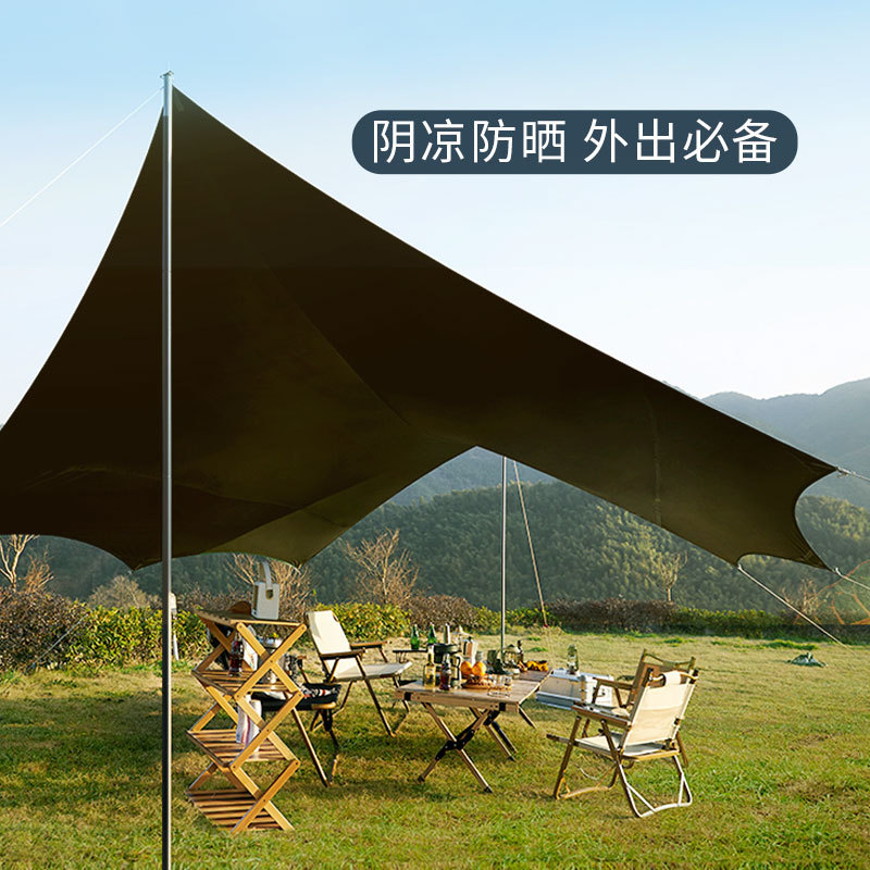 Outdoor Camping Hexagonal Butterfly-Shaped Sun Protection Full Shading Vinyl Large Canopy Aluminum Pole Tent Sunshade Waterproof and Rainproof Manufacturer