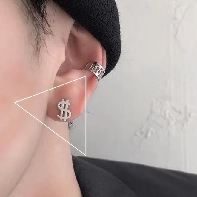 Ear Studs Men's Ins Pu Handsome Personality Trendy Men's Special-Interest Design High Sense Elegant Wild Earrings 2022