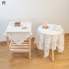 阔春白色蕾丝桌布ins复古圆桌正方形台布茶几床头柜沙发冰箱防尘