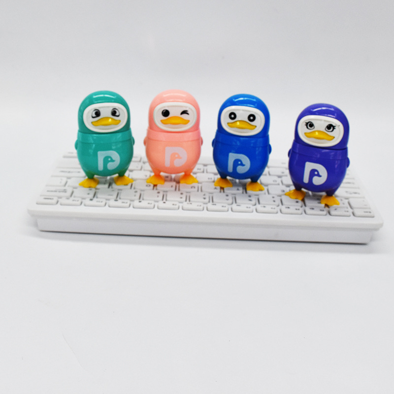 Zhengda 2-in-1 Pencil Sharpener Rubber Penguin Modeling Student Stationery Labor-Saving Clean Color Child Eraser Batch