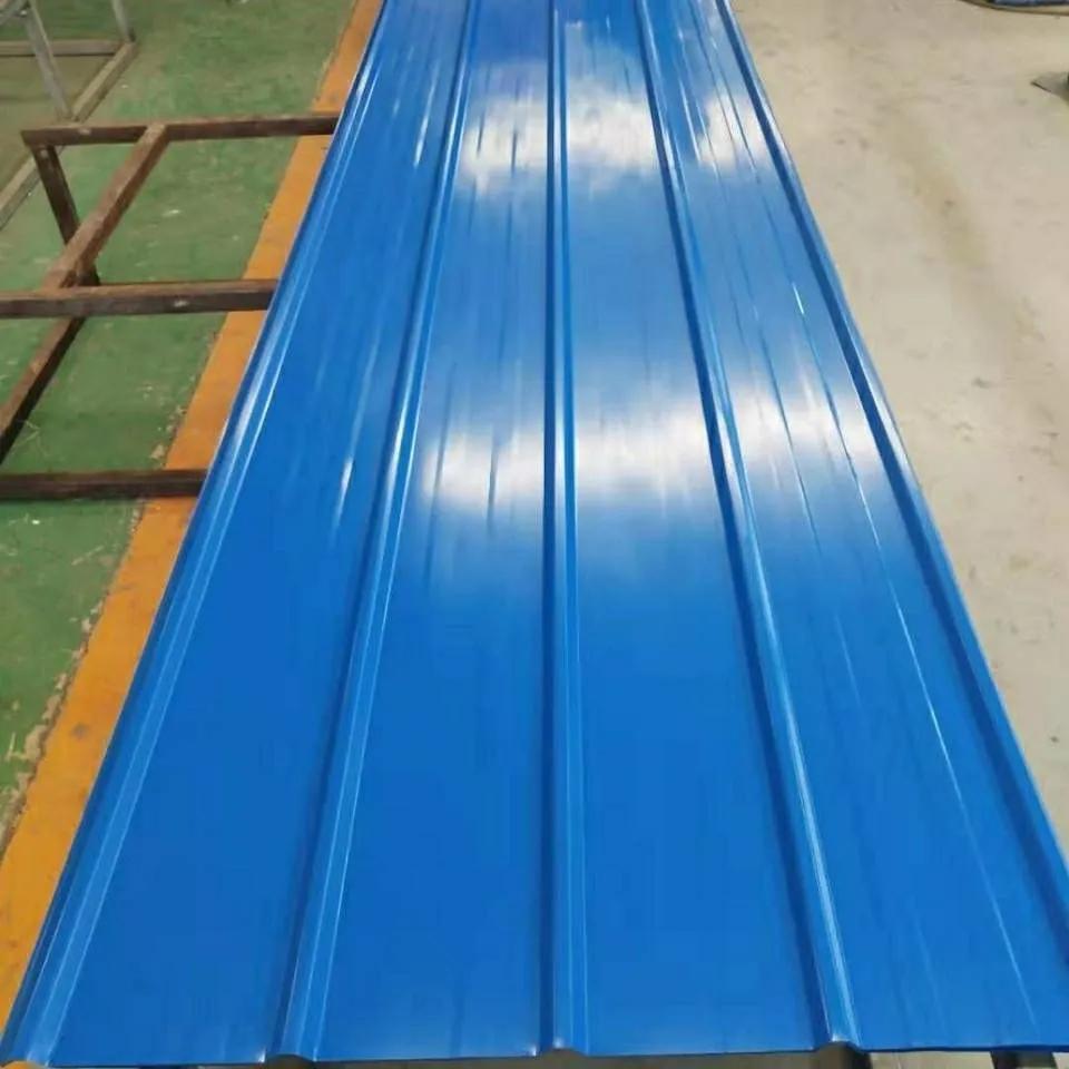 彩钢瓦板镀锌铁皮瓦楞房屋顶蓝红白雨棚盖顶防漏工地围墙彩钢瓦