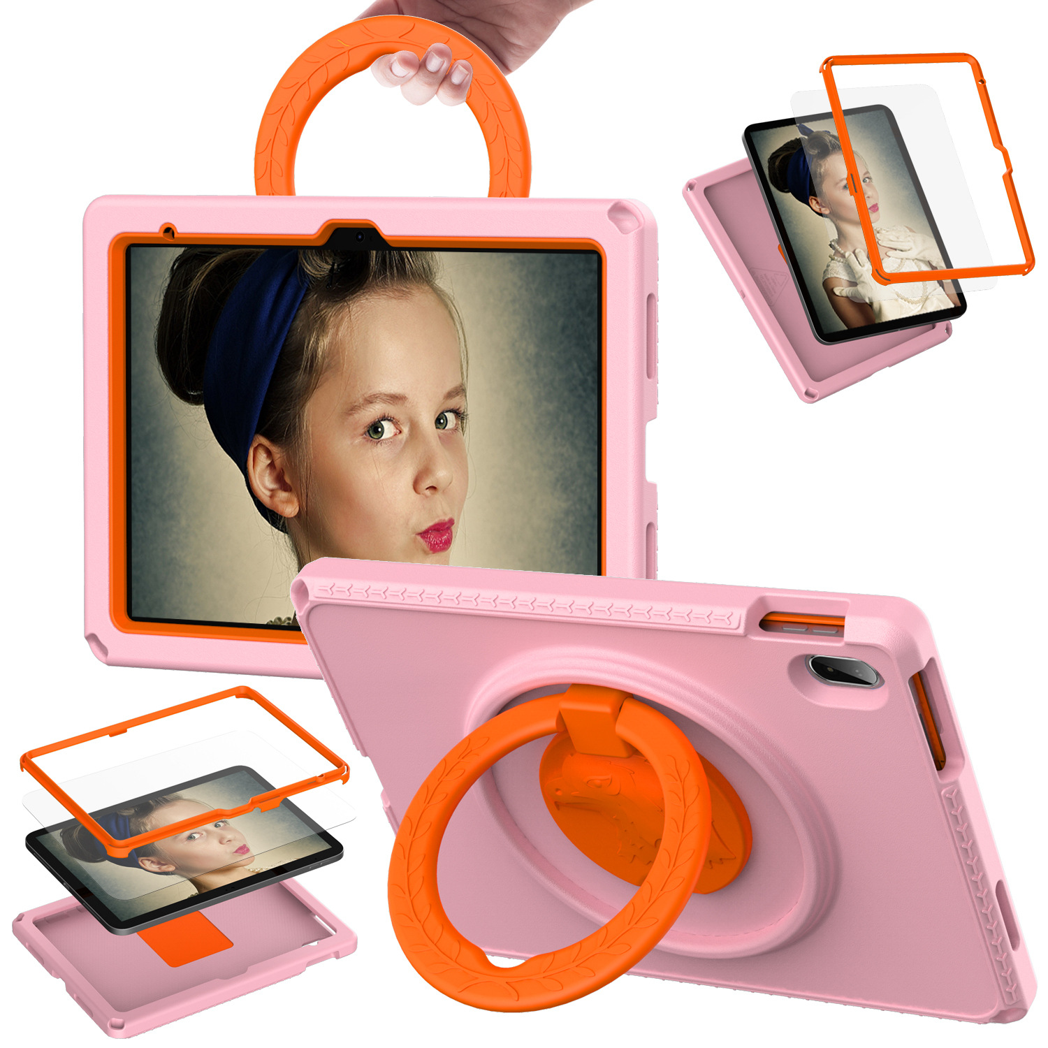 Cross-Border Hot Selling Global Eagle Eva Tablet Protective Case Children's Rotating Portable Bracket Anti-Fall Shell Factory Direct Sales