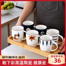 陶瓷杯子家用客厅创意马克杯牛奶早餐杯办公室喝水杯茶杯6个套达