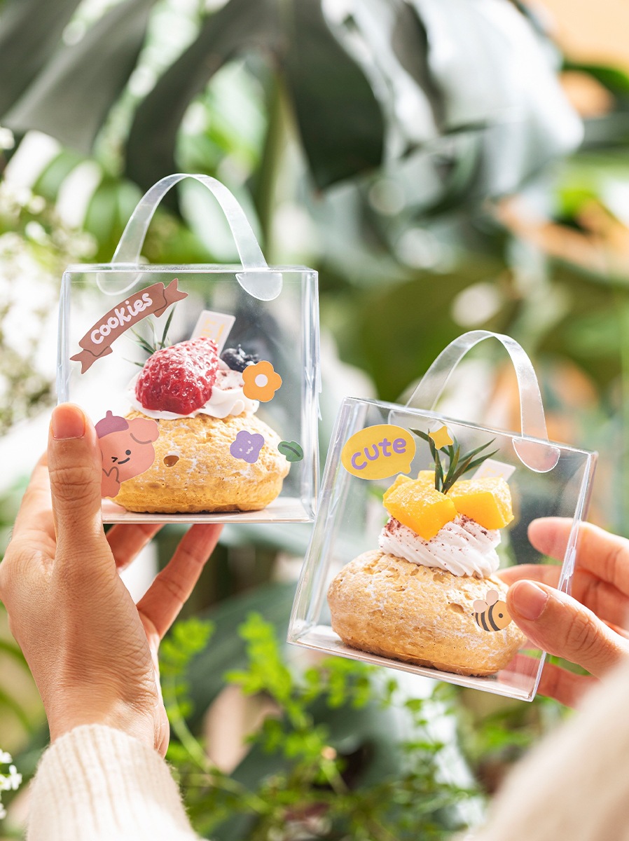 泡芙慕斯2寸3寸4寸5寸6寸生日小蛋糕烘焙西点迷你甜品透明手提盒