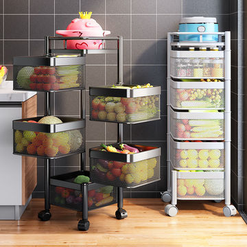 厨房放菜置物架落地多层蔬菜架新款落地多功能收纳架整理架带滑轮