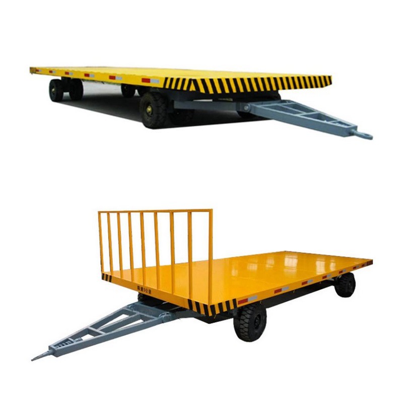 定制叉车牵引式平板拖车 工厂区运输平板拖挂车 大吨位牵引平板车