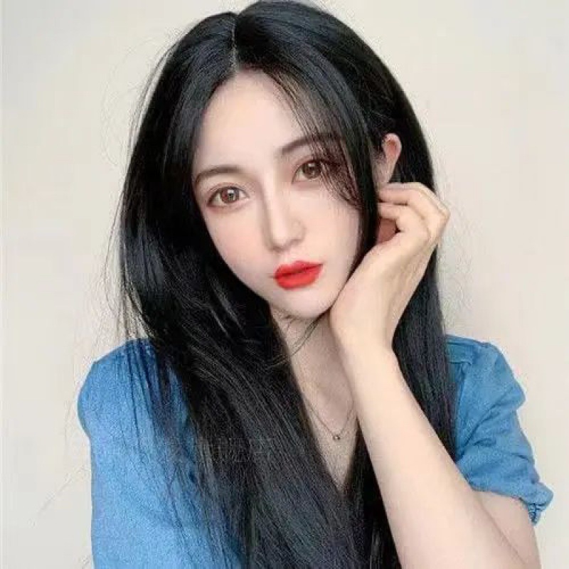 假发女长发八字刘海蓬松自然圆脸中长假发套女头逼真中分长直发