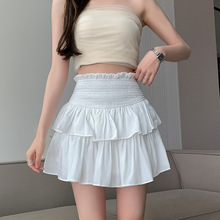 蛋糕半身裙女夏季2024新款韩版高腰显瘦小个子仿走光公主百褶短裙