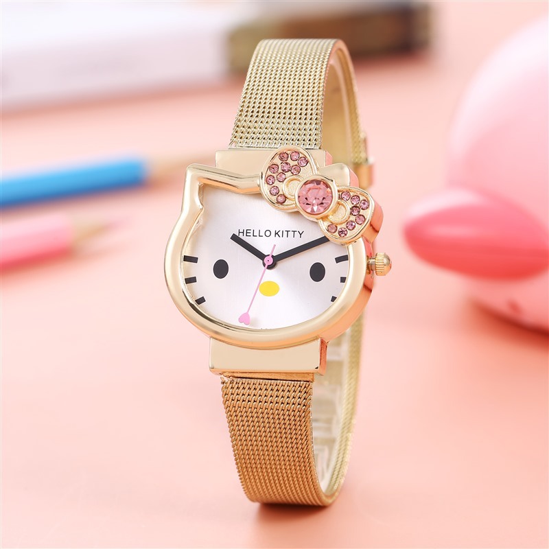 Cute Hello Kitty Children's Watch Foreign Trade Wholesale Student Children Cartoon Watch Girls' Bracelet Set Quartz Watch Generation